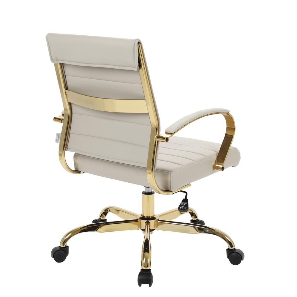 LeisureMod Benmar Home Leather Office Chair With Gold Frame BOG19TL. Picture 4