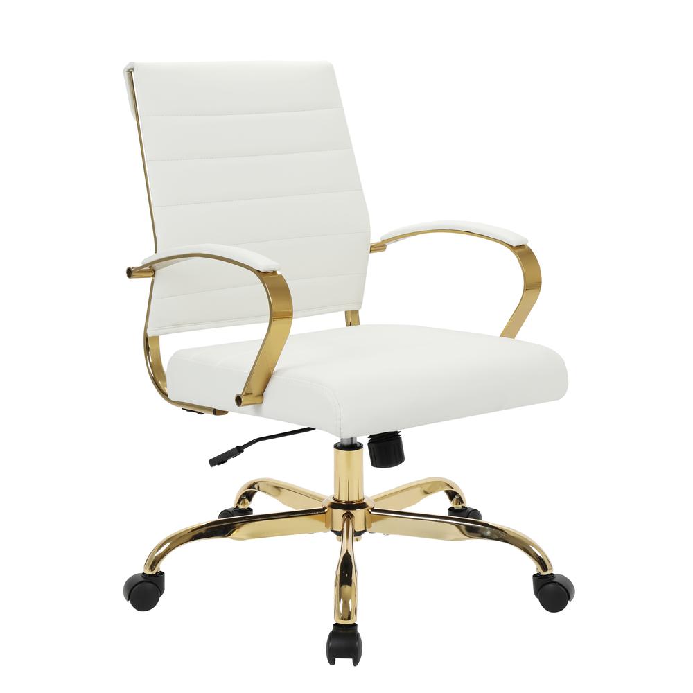 LeisureMod Benmar Home Leather Office Chair With Gold Frame BOG19WL. The main picture.