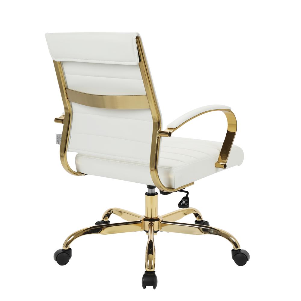LeisureMod Benmar Home Leather Office Chair With Gold Frame BOG19WL. Picture 4