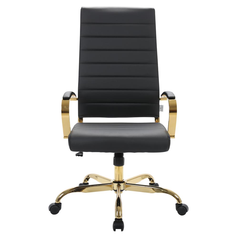 LeisureMod Benmar High-Back Leather Office Chair With Gold Frame BOTG19BLL. Picture 2