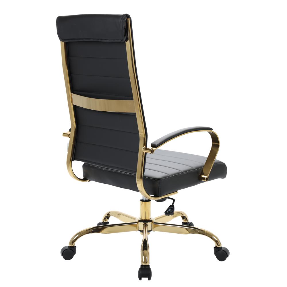 LeisureMod Benmar High-Back Leather Office Chair With Gold Frame BOTG19BLL. Picture 4