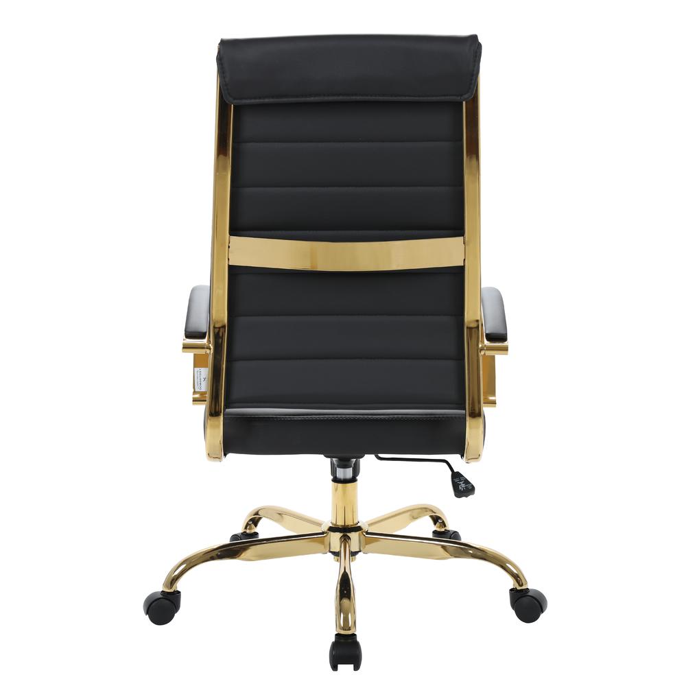LeisureMod Benmar High-Back Leather Office Chair With Gold Frame BOTG19BLL. Picture 5