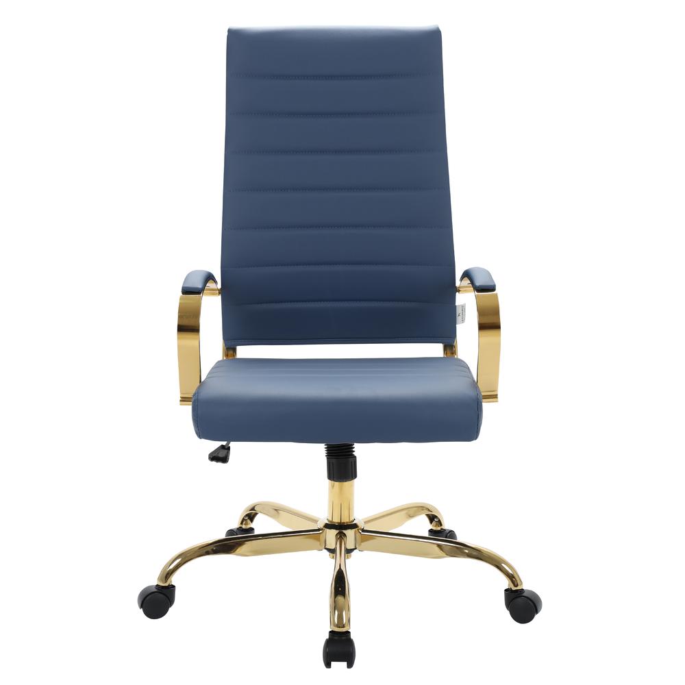 LeisureMod Benmar High-Back Leather Office Chair With Gold Frame BOTG19BUL. Picture 2