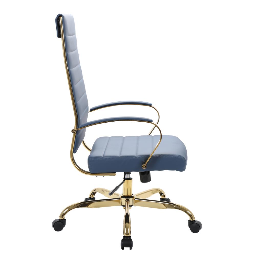 LeisureMod Benmar High-Back Leather Office Chair With Gold Frame BOTG19BUL. Picture 3