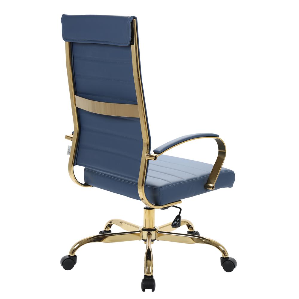 LeisureMod Benmar High-Back Leather Office Chair With Gold Frame BOTG19BUL. Picture 4