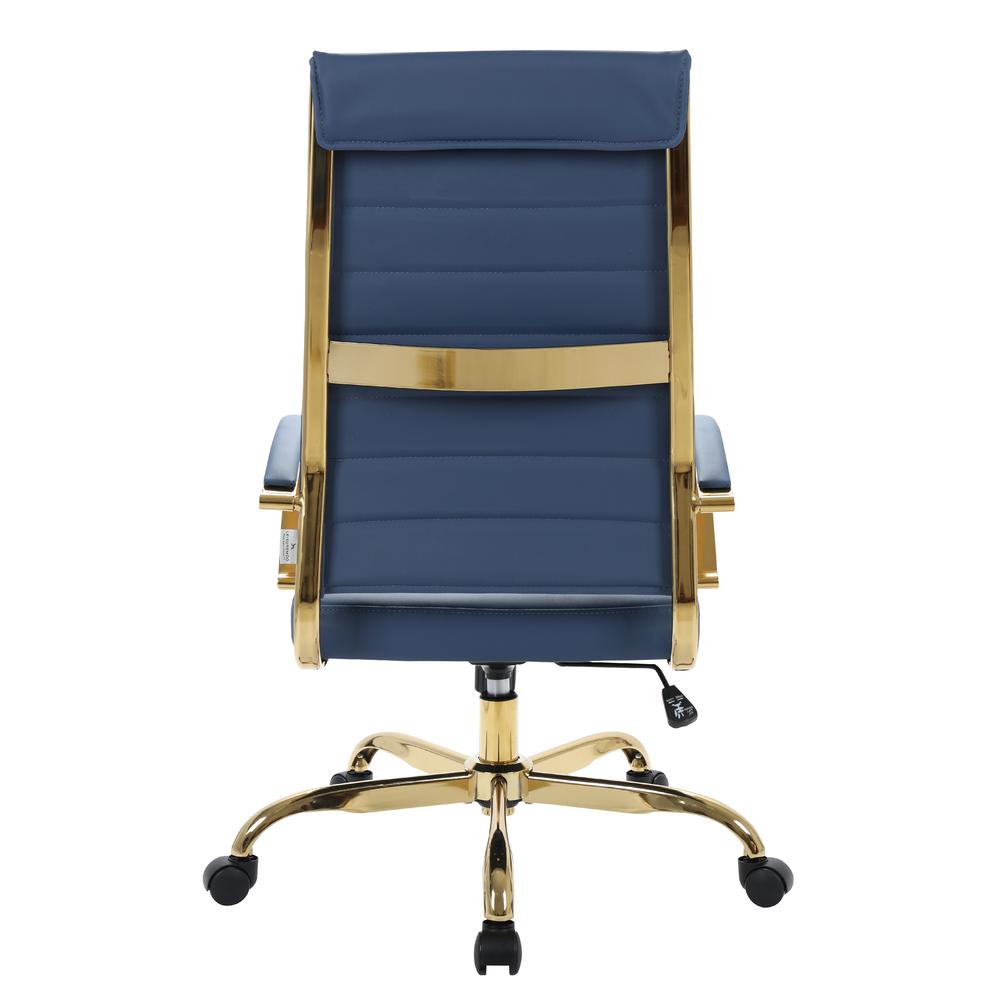 LeisureMod Benmar High-Back Leather Office Chair With Gold Frame BOTG19BUL. Picture 5