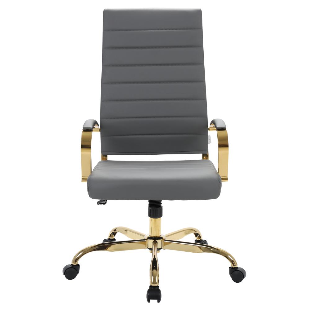 LeisureMod Benmar High-Back Leather Office Chair With Gold Frame BOTG19GRL. Picture 2