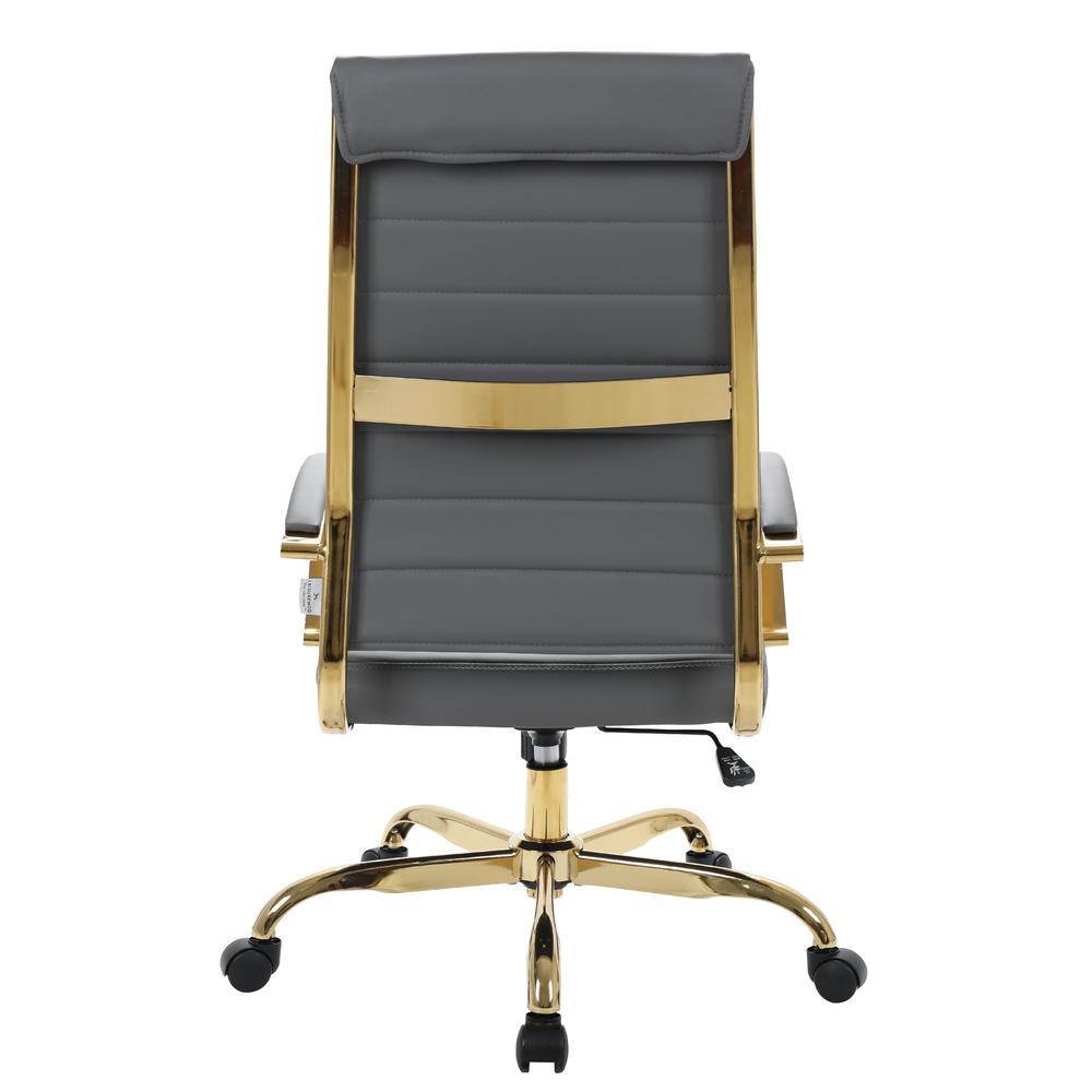 LeisureMod Benmar High-Back Leather Office Chair With Gold Frame BOTG19GRL. Picture 5