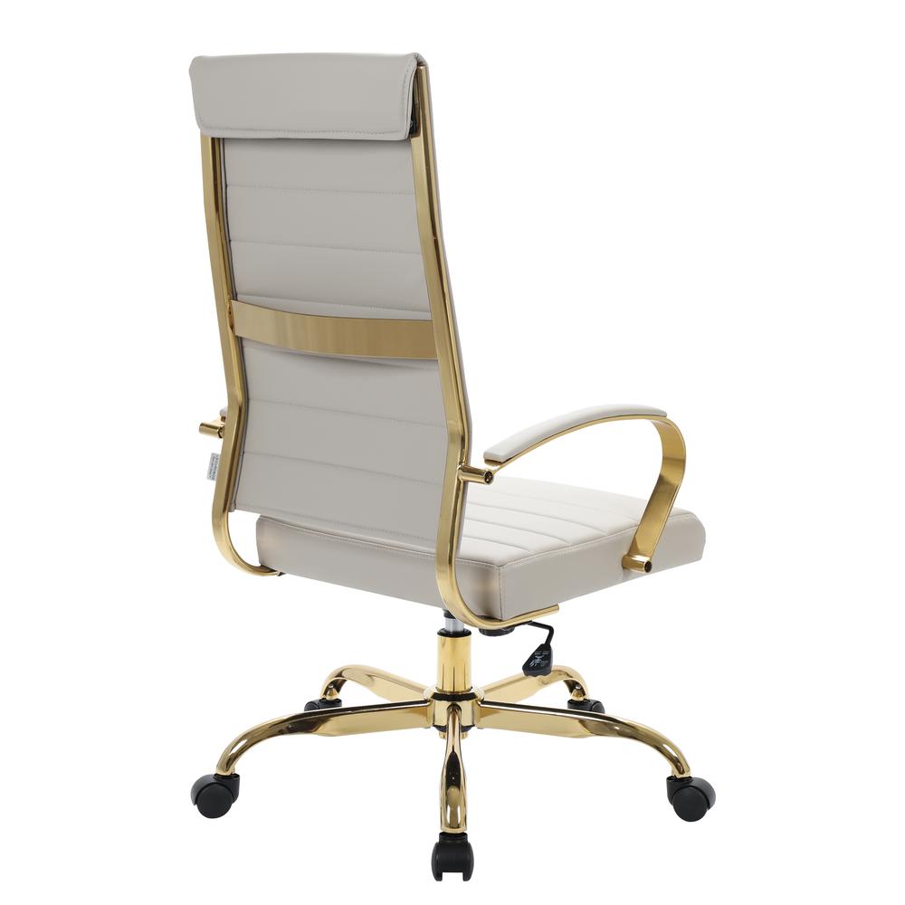 Benmar High-Back Leather Office Chair With Gold Frame. Picture 4