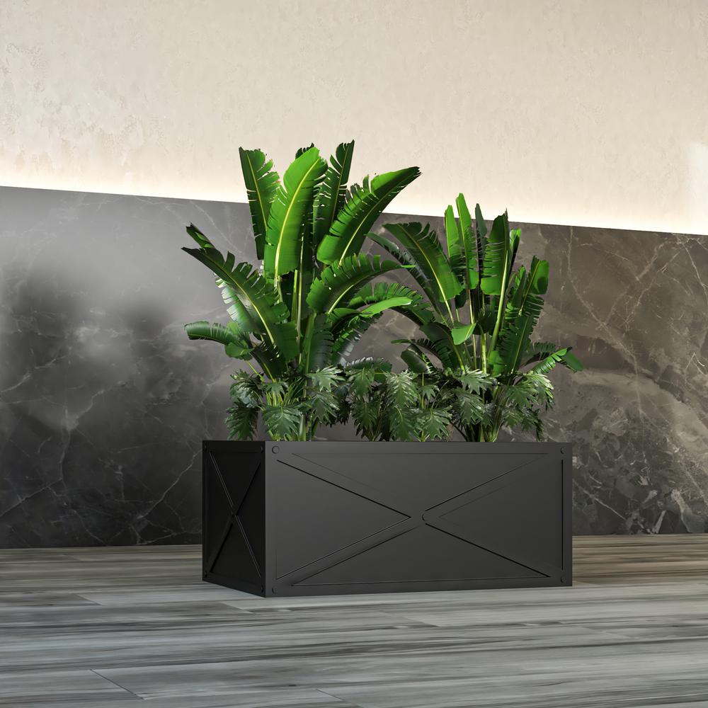 Bonsai Series Rectangle Poly Stone Planter in Black 14.6 x 13 30 Long. Picture 8