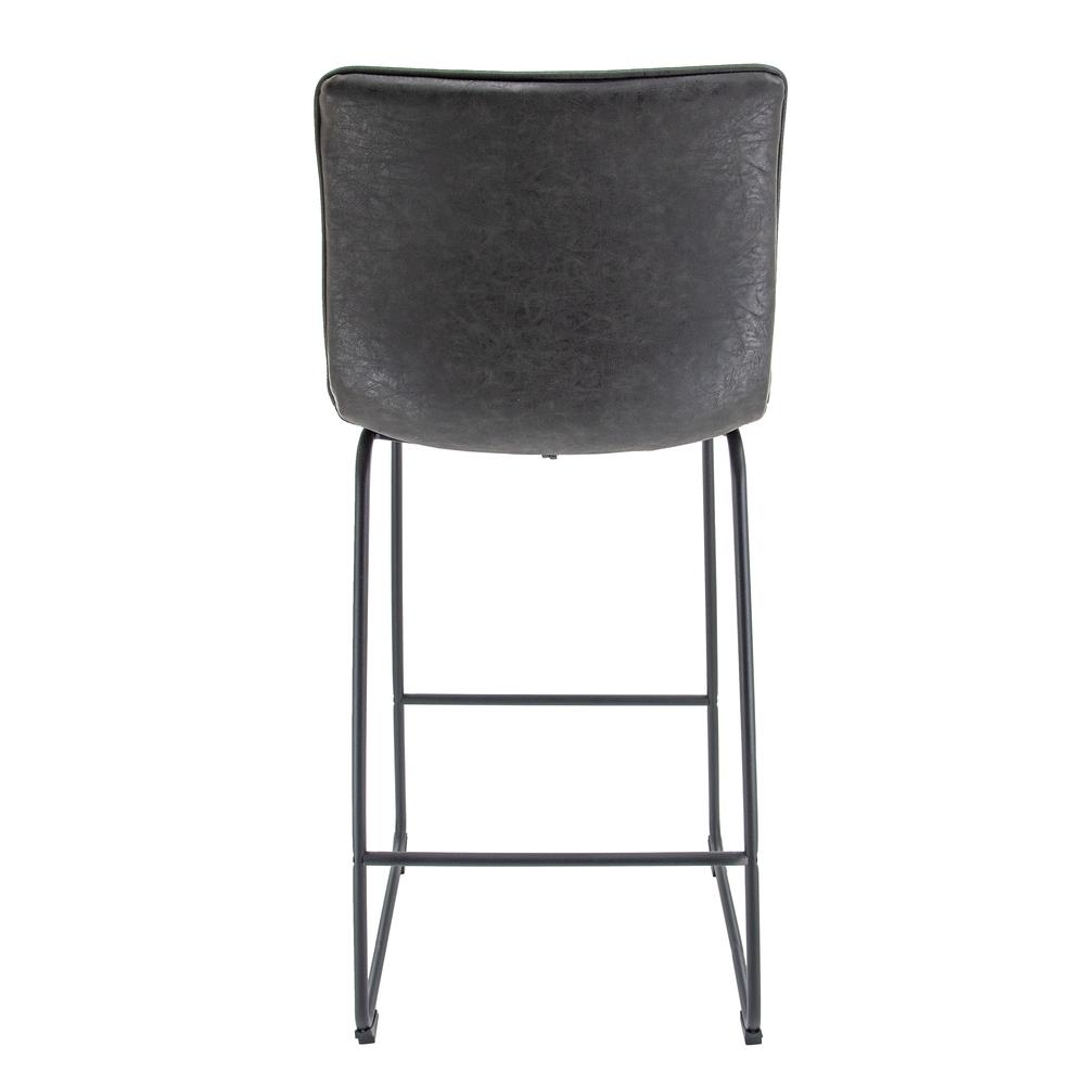 Leather Bar Stool With Black Iron Base & Footrest Set of 2. Picture 6