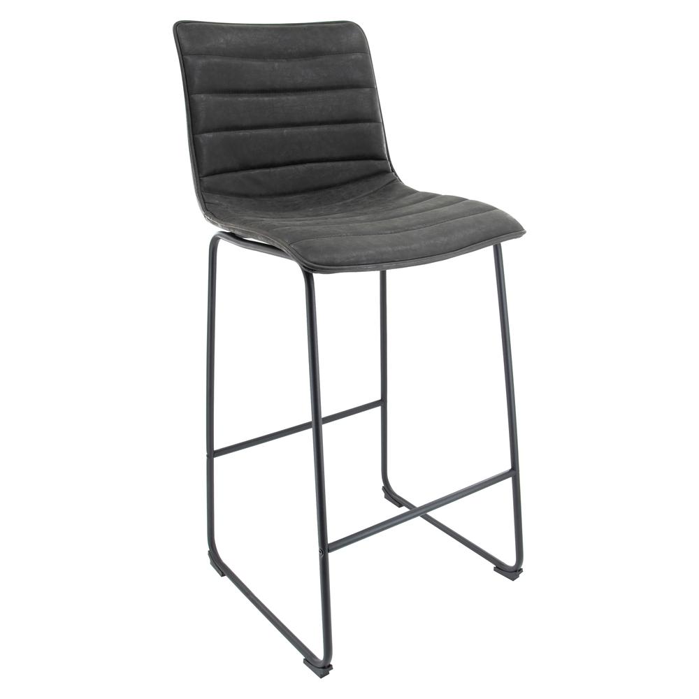Brooklyn 29.9" Modern Leather Bar Stool With Black Iron Base & Footrest. Picture 1