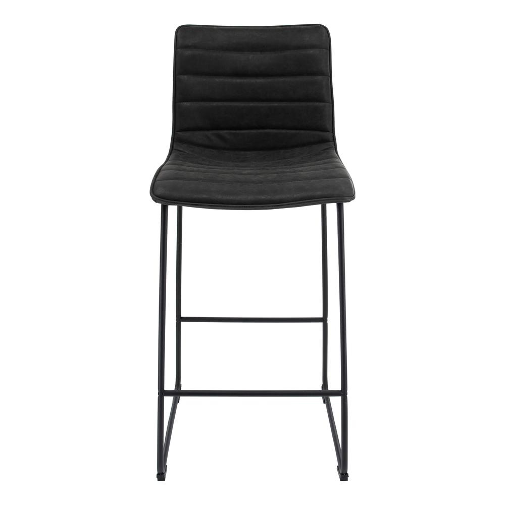 Brooklyn 29.9" Modern Leather Bar Stool With Black Iron Base & Footrest. Picture 3