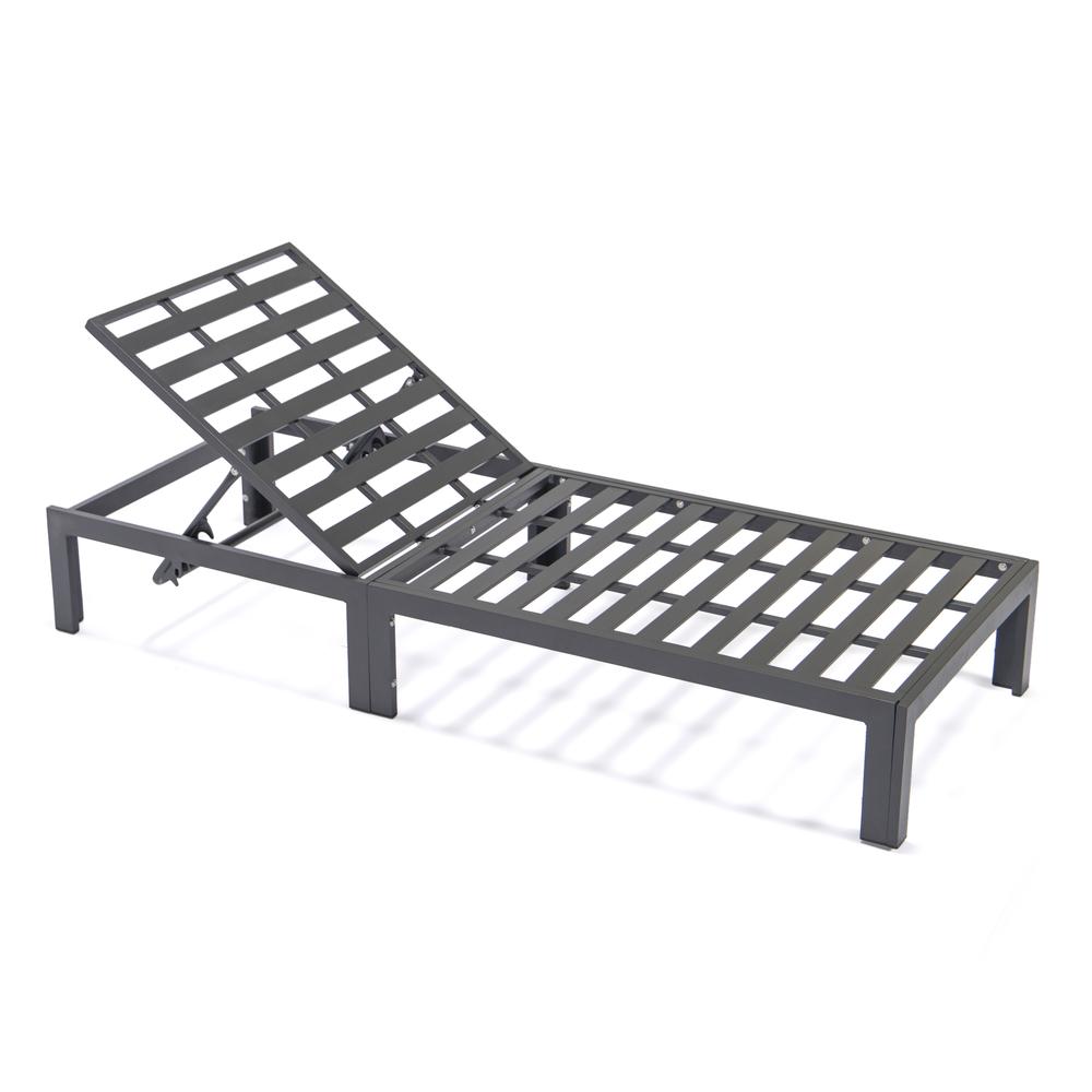LeisureMod Chelsea Modern Outdoor Chaise Lounge Chair Set of 2 With Side Table & Cushions - Black. Picture 12