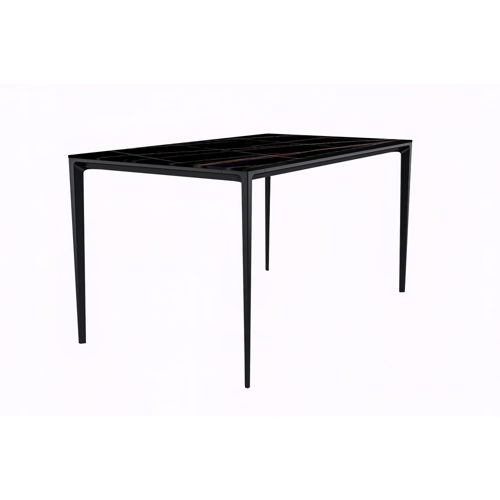 Avo Series Modern Dining Table Black Base, With 55 Black/Gold Sintered Stone Top. Picture 1