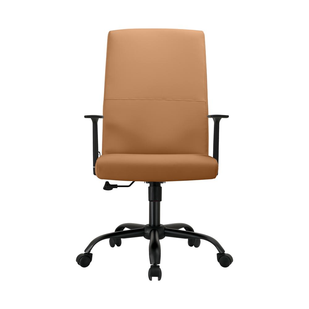 Evander Series Office Guest Chair in Acorn Brown Leather. Picture 4