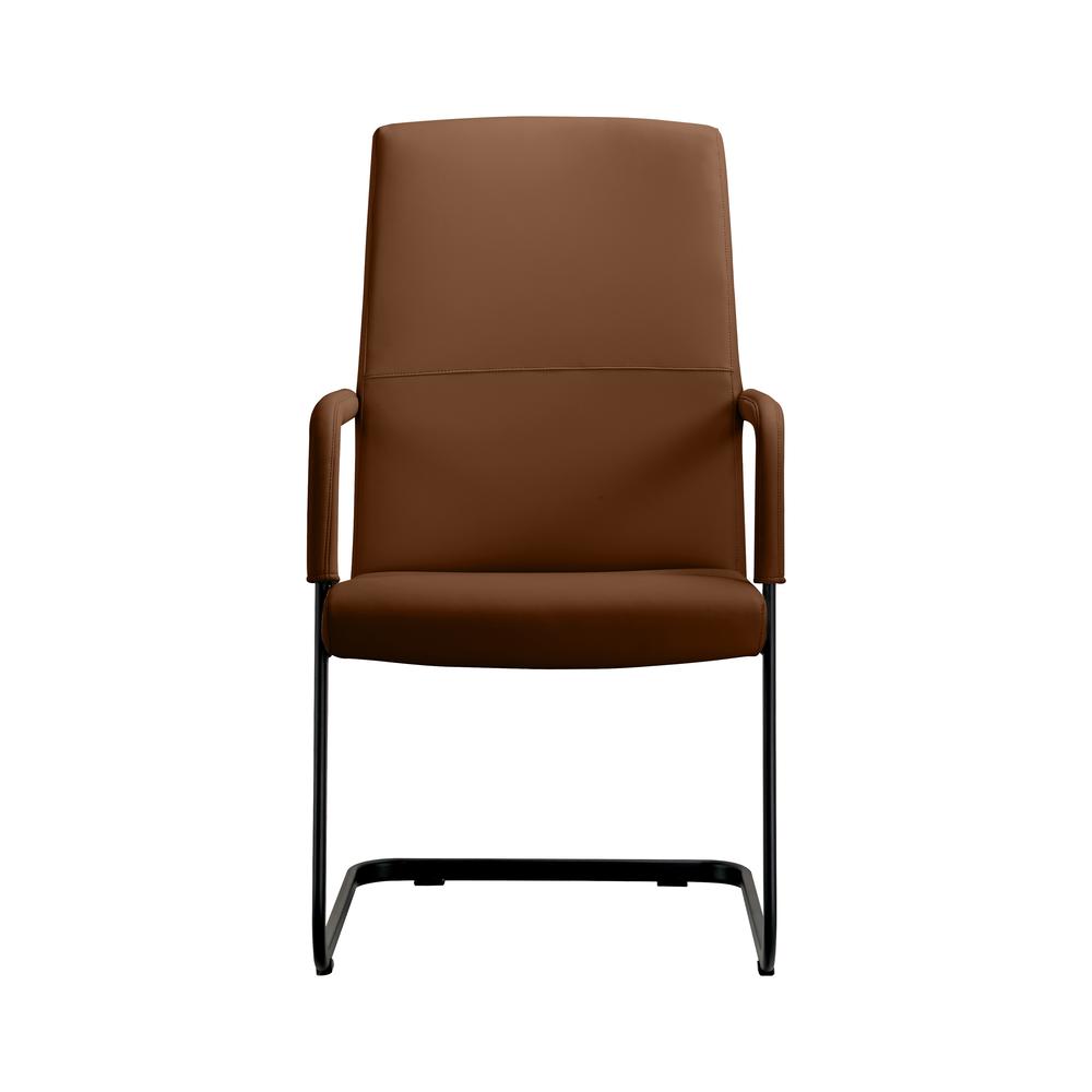 Evander Office Guest Chair in Dark Brown Leather. Picture 1