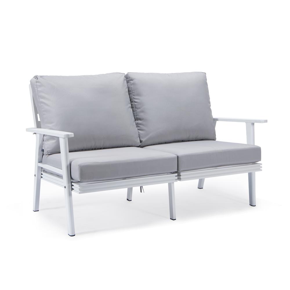 Outdoor Patio Loveseat with White Aluminum Frame. Picture 1