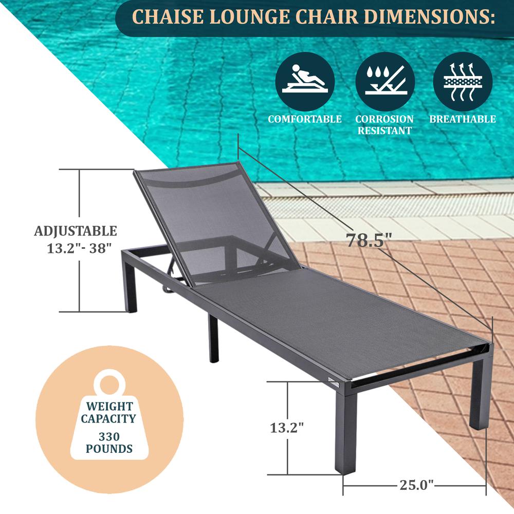 Black Aluminum Outdoor Patio Chaise Lounge Chair. Picture 27