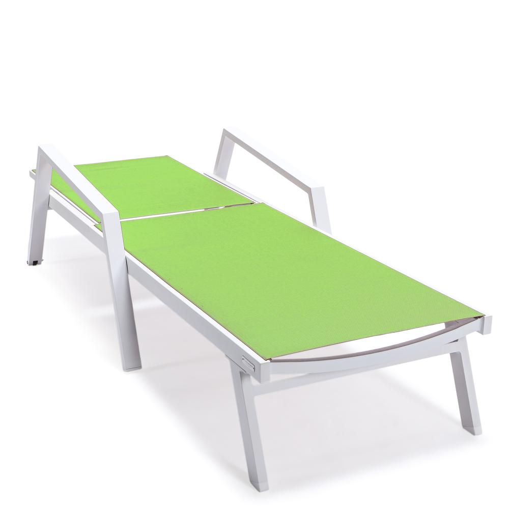 White Aluminum Outdoor Patio Chaise Lounge Chair With Arms. Picture 17