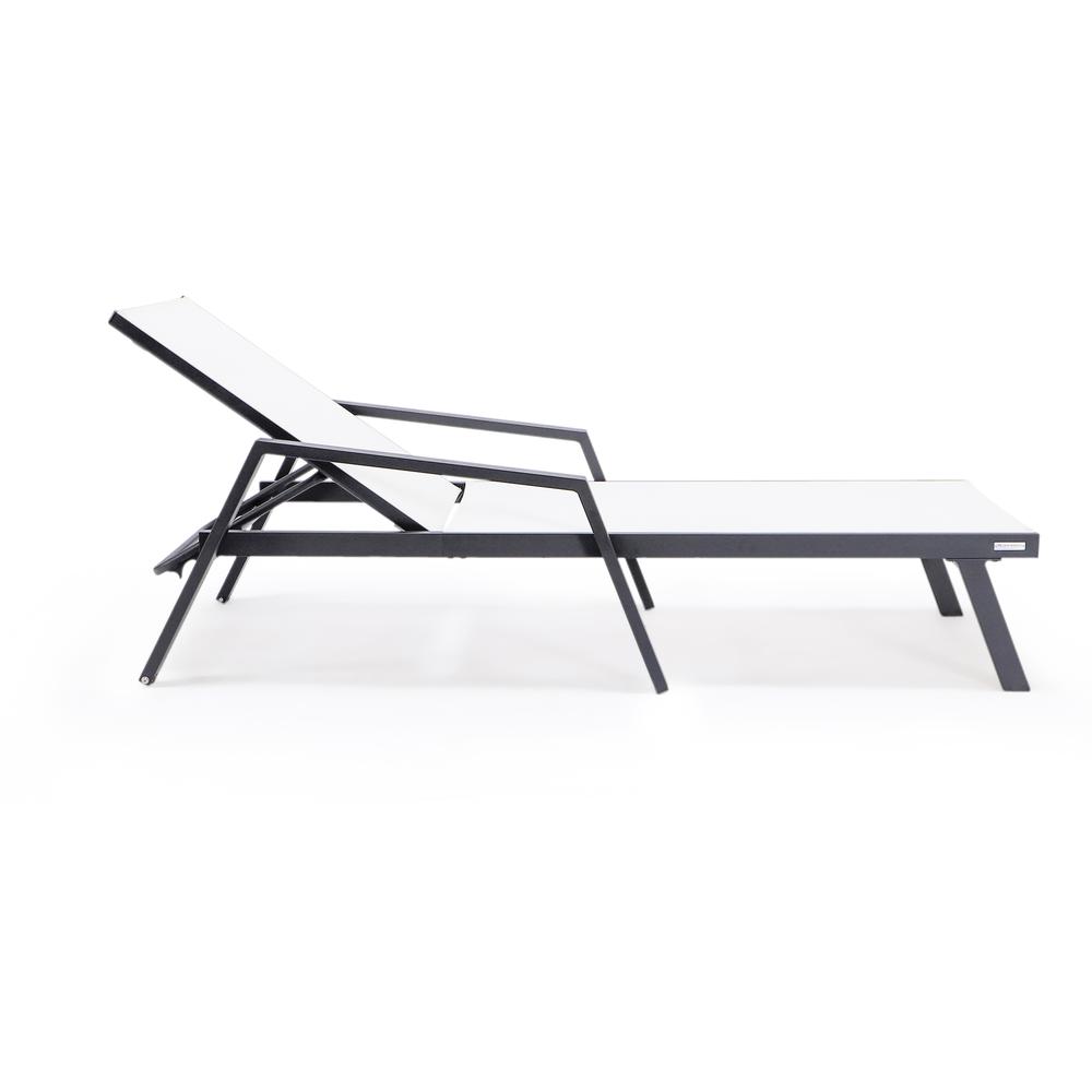 Marlin Patio Chaise Lounge Chair With Armrests in Black Aluminum Frame. Picture 7
