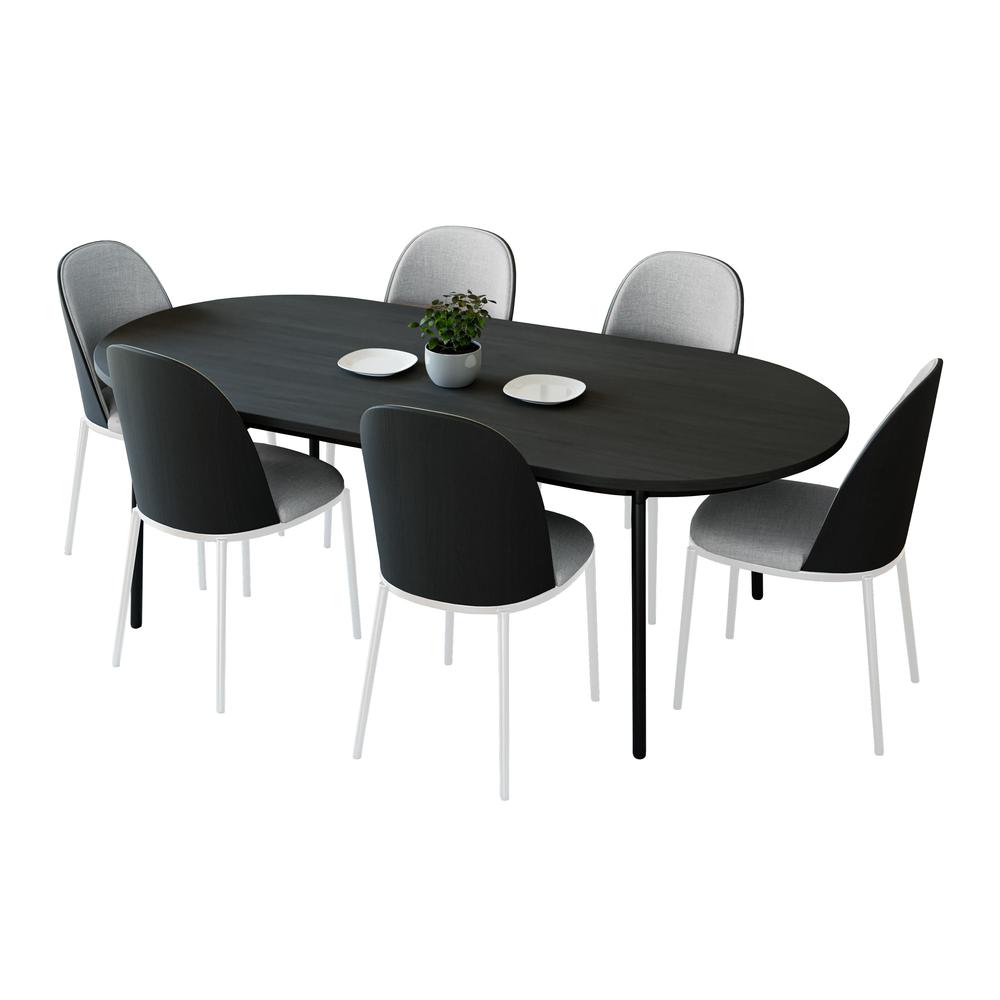 7-Piece Dining Set in White Steel Frame with 6 Dining Chairs and Dining Table. Picture 1