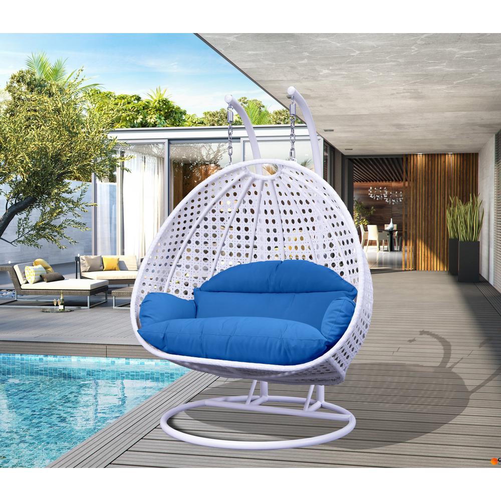 White Wicker Hanging 2 person Egg Swing Chair. Picture 10