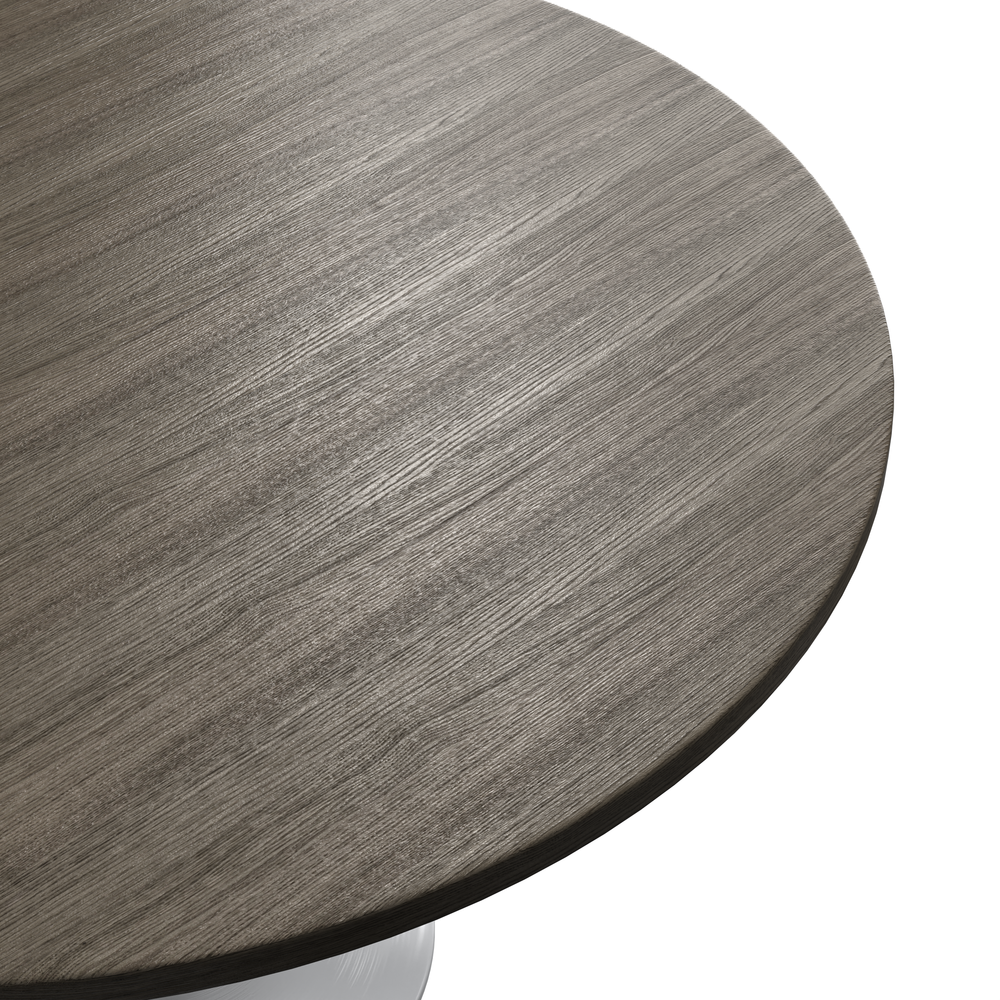 Verve 48 Round Dining Table, White Base with Dark Maple MDF Top. Picture 7