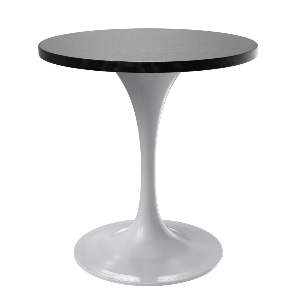 Verve 27 Round Dining Table, White Base with Black MDF Top. Picture 1