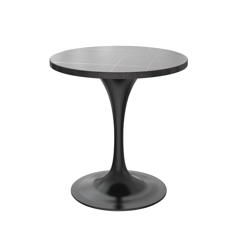 Verve 27 Round Dining Table, Black Base with Sintered Stone Black Top. Picture 1
