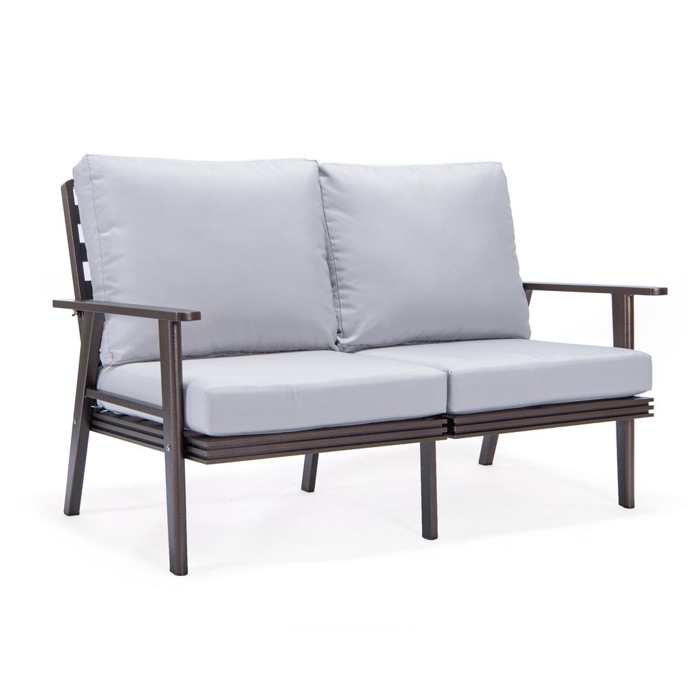 Outdoor Patio Loveseat with Brown Aluminum Frame. Picture 1