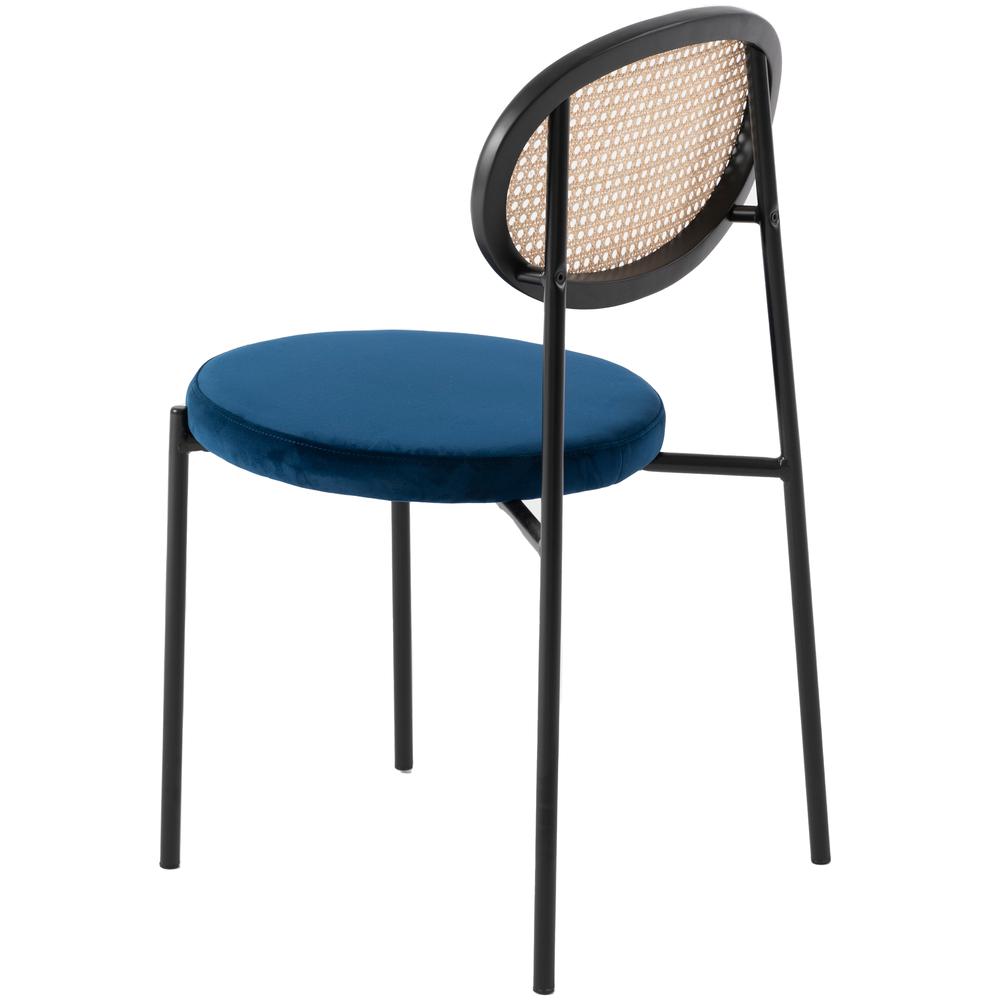 Euston Modern Wicker Dining Chair with Velvet Round Seat. Picture 5