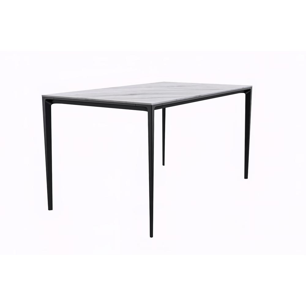 Avo Series Modern Dining Table Black Base, With 55 White Sintered Stone Top. Picture 1