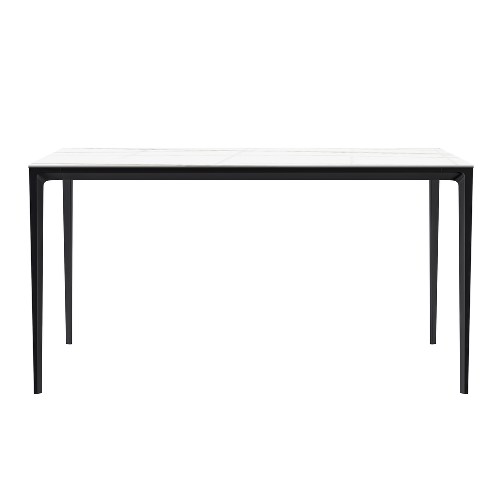 Avo Series Modern Dining Table Black Base, With 55 White/Gold Sintered Stone Top. Picture 4