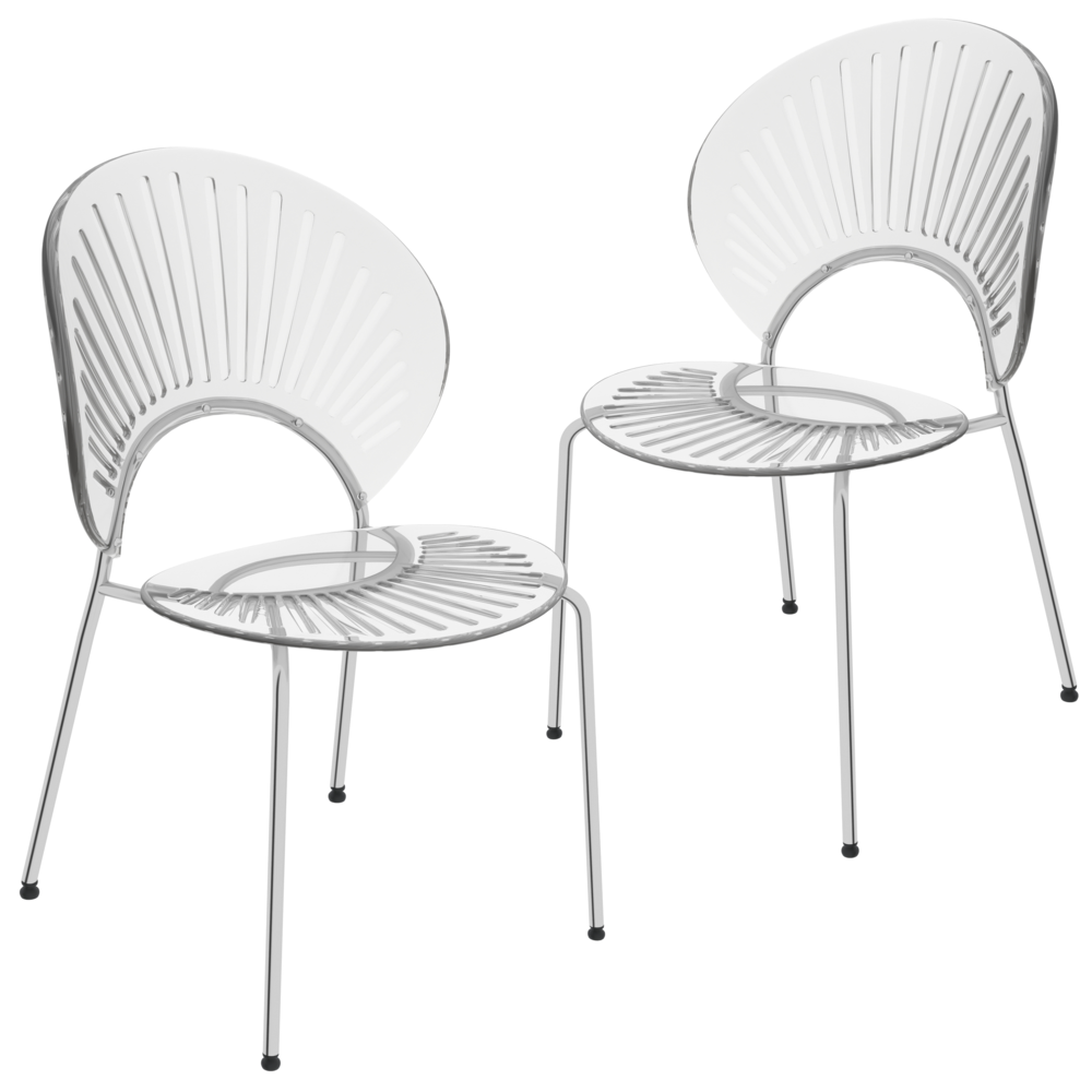 Opulent Series Modern Clear Dining Chair Set of 2. Picture 1