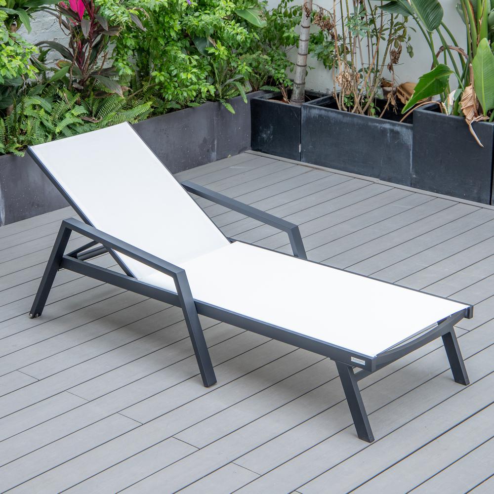 Marlin Patio Chaise Lounge Chair With Armrests in Black Aluminum Frame. Picture 5