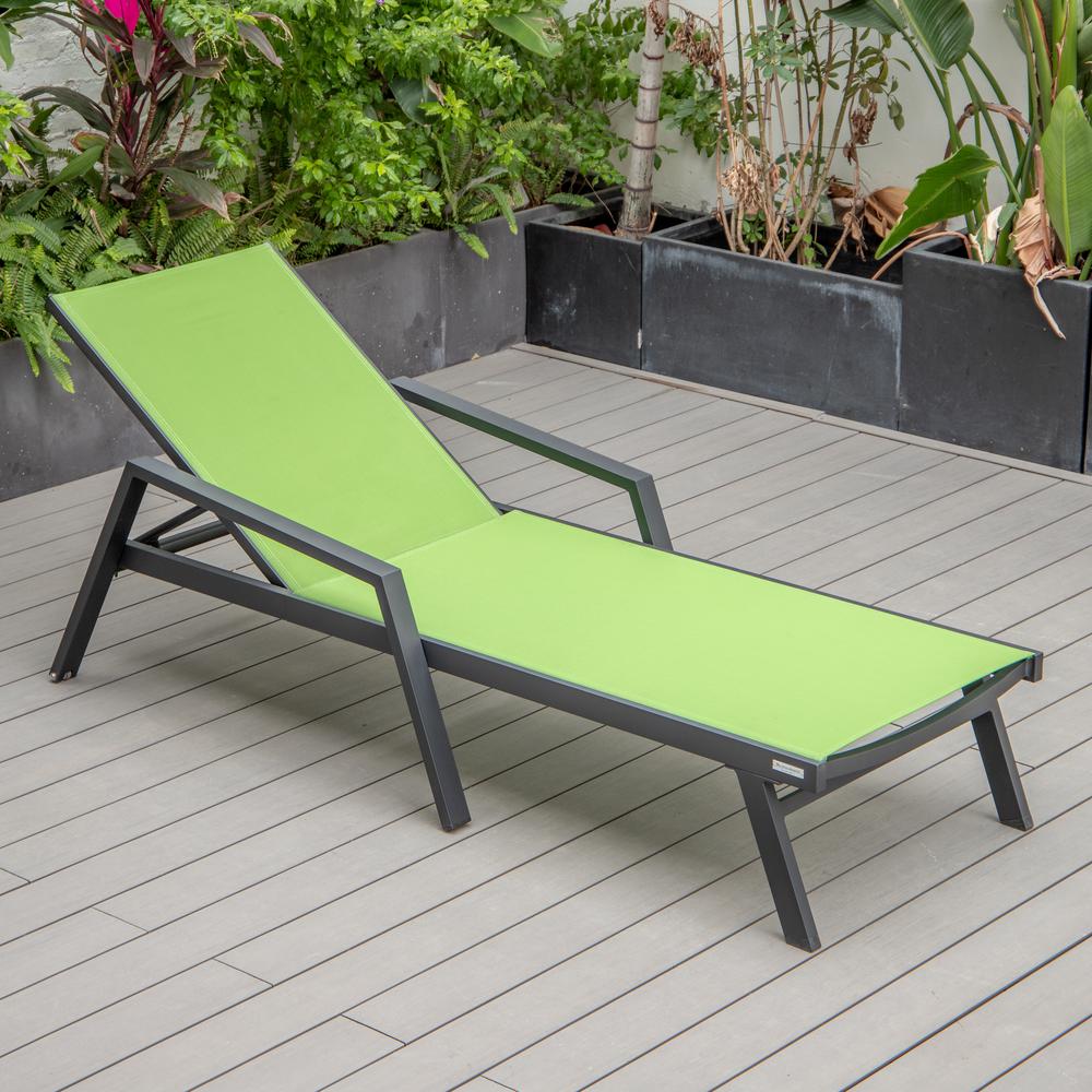 Marlin Patio Chaise Lounge Chair With Armrests in Black Aluminum Frame. Picture 4