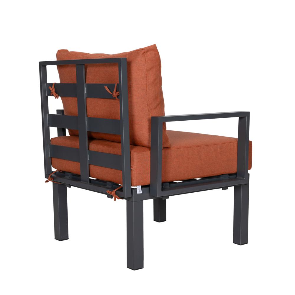 LeisureMod Chelsea 6-Piece Patio Sectional Black Aluminum With Cushions in Orange. Picture 25