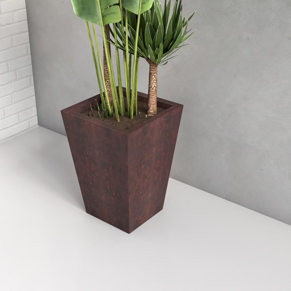Serene Series Poly Stone Square Planter in Brown 14x14, 21 High. Picture 5