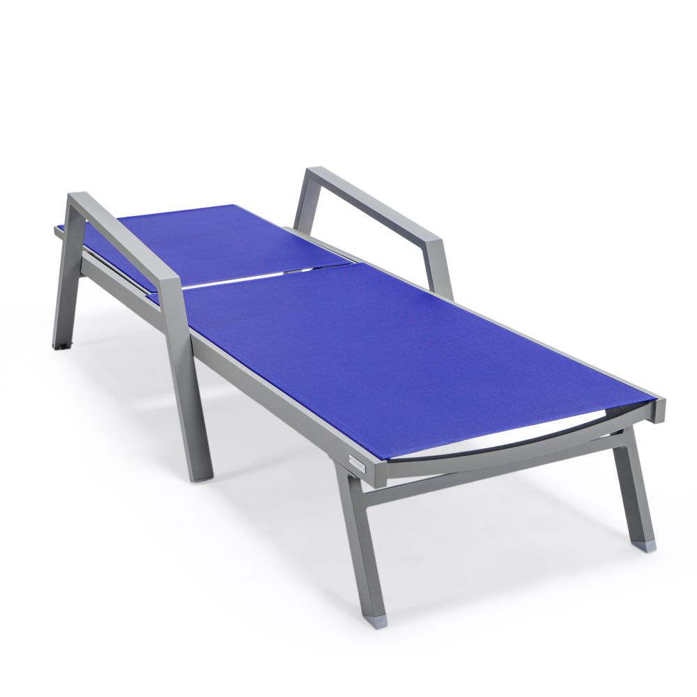 Grey Aluminum Outdoor Patio Chaise Lounge Chair With Arms. Picture 17