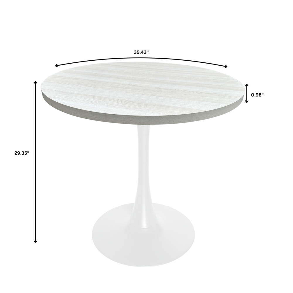 Bristol Dining table, White Base with 36" Round Light Natural MDF top. Picture 3