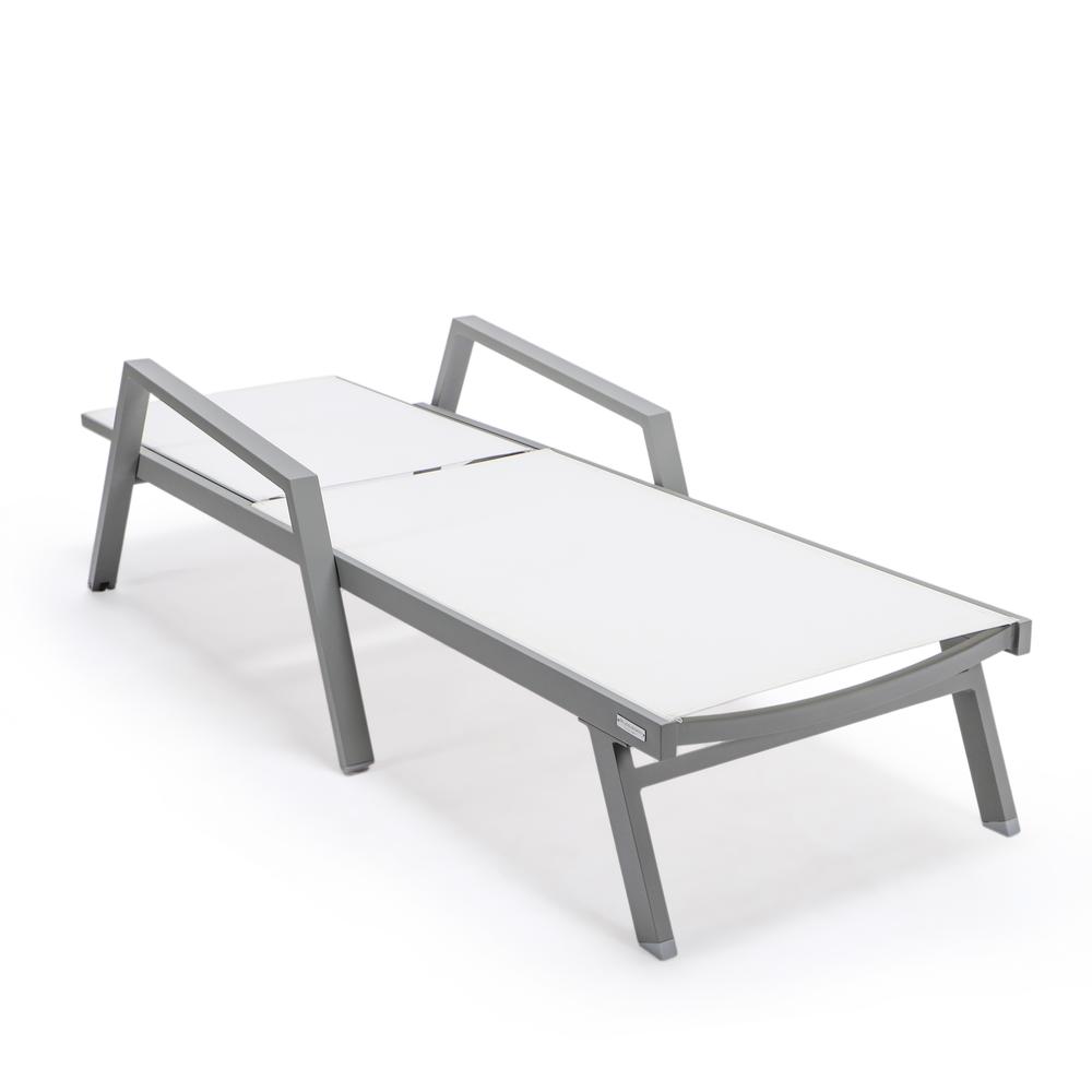Grey Aluminum Outdoor Patio Chaise Lounge Chair With Arms. Picture 16