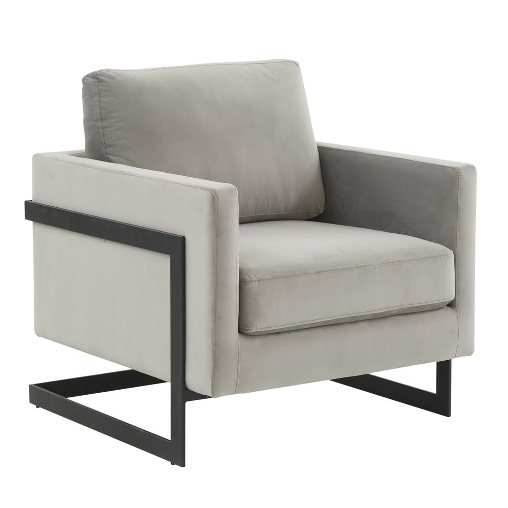Velvet Accent Armchair With Black Steel Frame. Picture 1