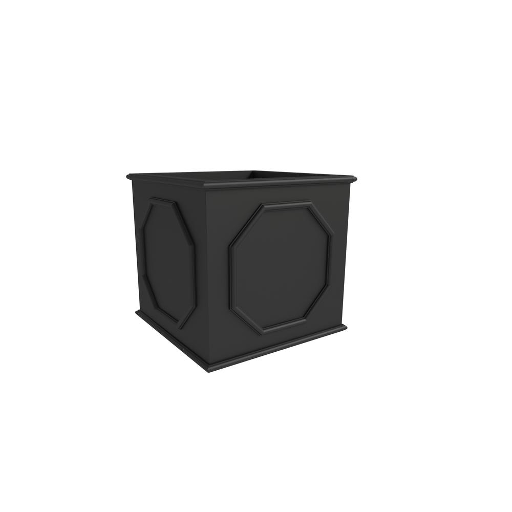 Sprout Series Cubic Fiber Stone Planter in Black 12.6 Cube. Picture 1