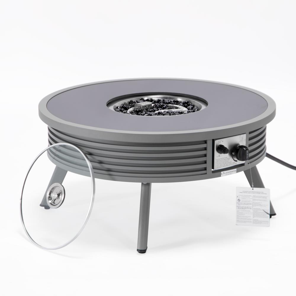 Aluminum Round Slats Design Fire Pit Side Table with Lid. Picture 5