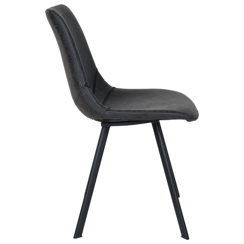 LeisureMod Markley Modern Leather Dining Chair With Metal Legs MC18BL. Picture 5