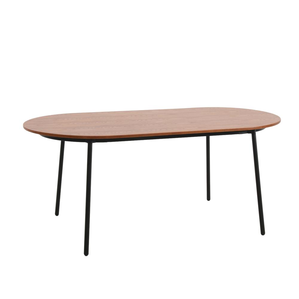71" Oval Dining Table with MDF Top and Black Steel Legs. Picture 1