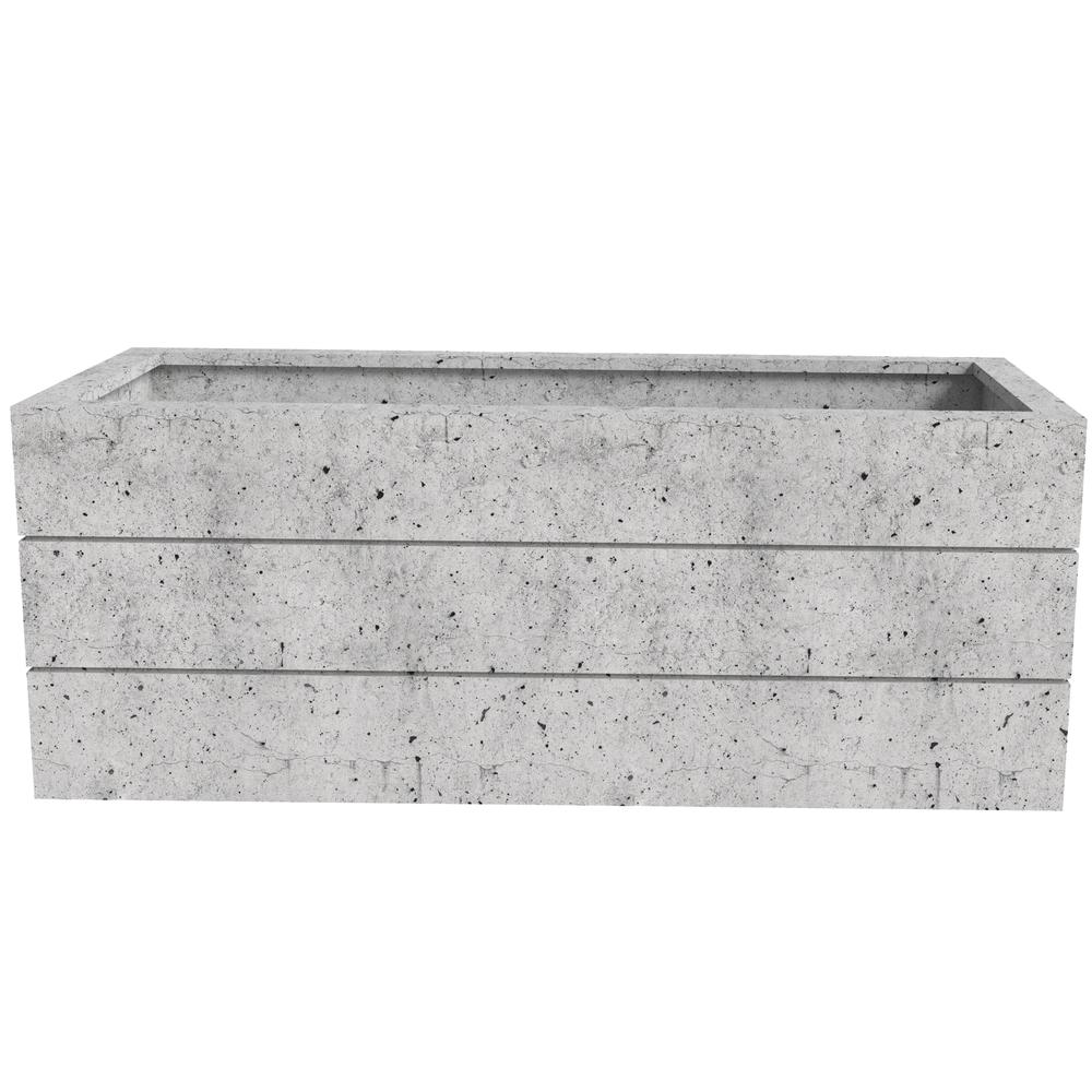 Oasis Series Rectangle Poly Stone Planter in White 15.7" x 13.8"   35.8 Long. Picture 2