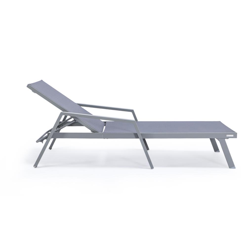 Grey Aluminum Outdoor Patio Chaise Lounge Chair With Arms. Picture 14