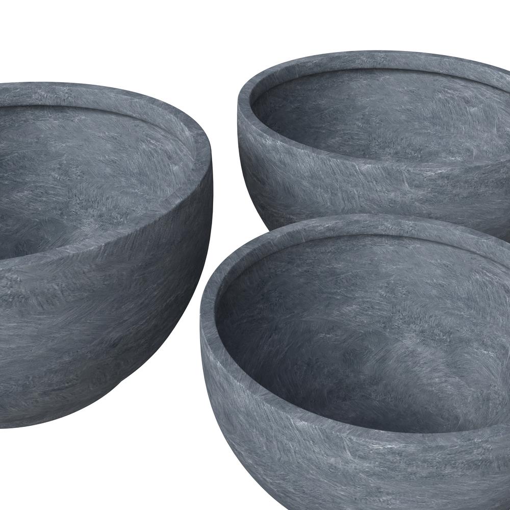 Grove Series Poly Stone Planter Set in Aged Concrete. Picture 8